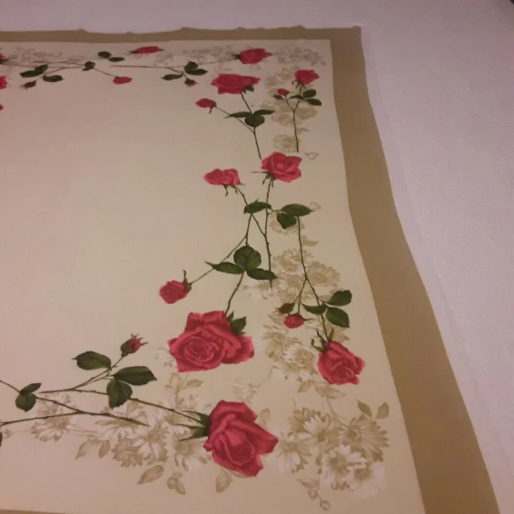 Vintage Rose Tablecloth Fine Quality 50x57 Romantic Versatile NOTE
